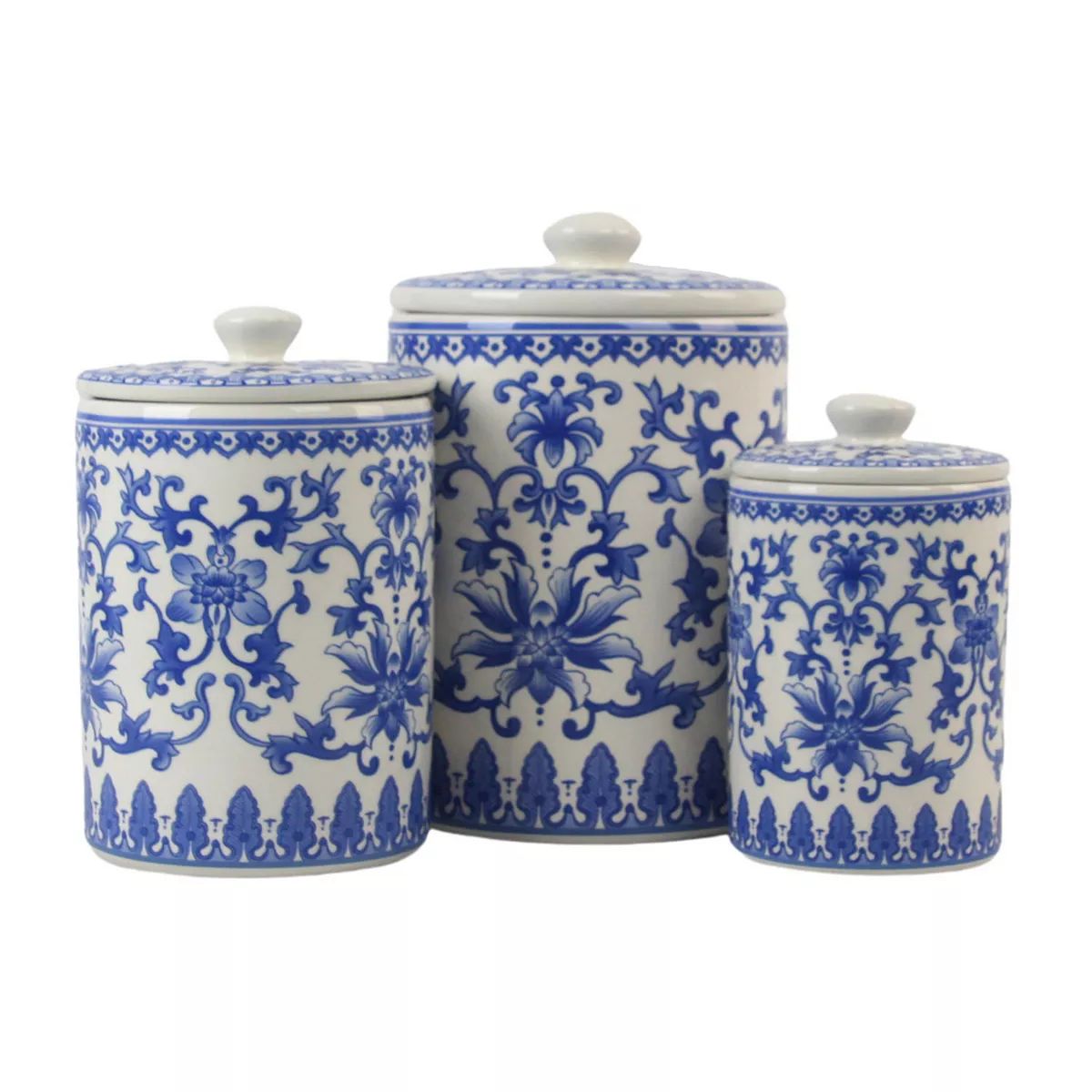 10 Strawberry Street Chinoiserie 3-pc. Ceramic Canister Set | Kohl's