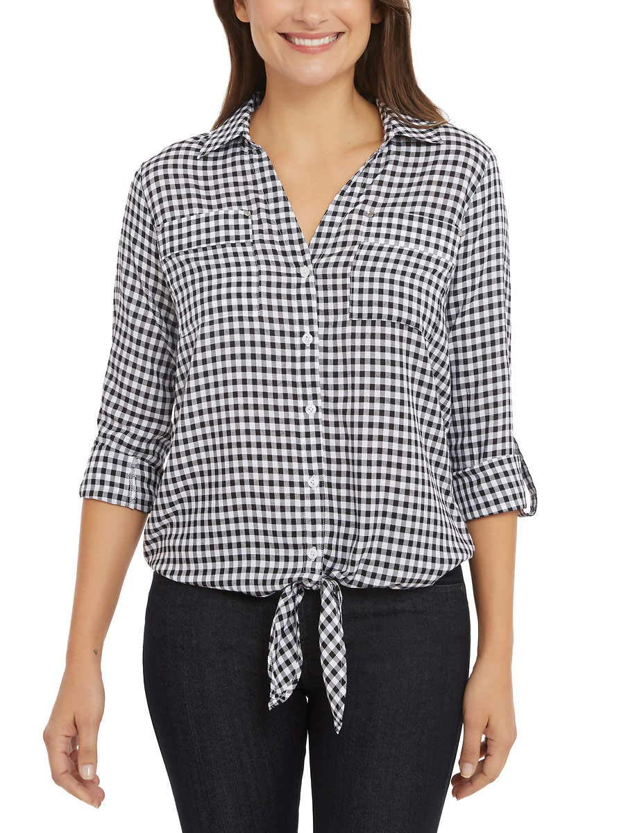 Women's Front Tie Button Down Blouse Top | Amazon (US)