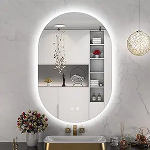 KLC 30 x 20 Inch LED Backlit Mirror for Bahthroom, Oval Bathroom Vanity Mirror with Lights Wall M... | Amazon (US)
