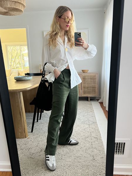 Cool mom drop off vibes — comfy chic but like I have somewhere better to be 😆 

ps don’t fear wearing white! Use Dawn Dish soap for stains!

Top: Merlette - old but linked similar (THENEWYORKSTYLIST for 15% off)

Pants: reformation - old, but linked similar

Bag: Ganni

Sneakers: Adidas

Jewelry: Christina Caruso 

Lip: Tower28

Sunglasses: Machete 

#LTKstyletip #LTKworkwear #LTKover40