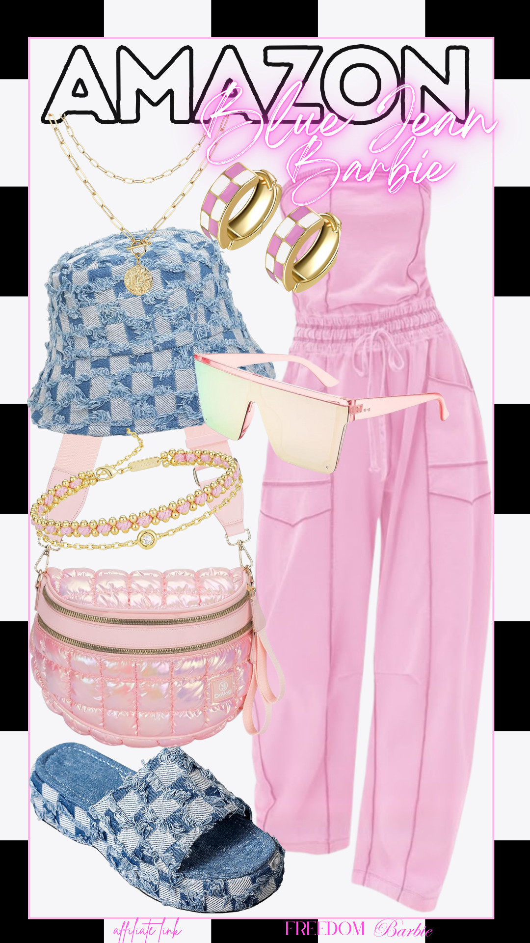Taking the 'Blue Jean Barbie' title literally today. 🗓️💖 From the checkered bucket hat to the iridescent puffer bag, this Amazon find is a 10/10. 

#OOTD #Fashionista #AmazonFinds #FreedomBarbie 

 #LTKdayinmylife #LTKootd #LTKmomlife