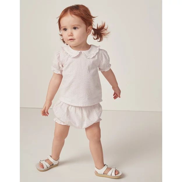 Organic Cotton Seersucker Stripe Blouse & Shorts Set (0–24mths) | The White Company (UK)