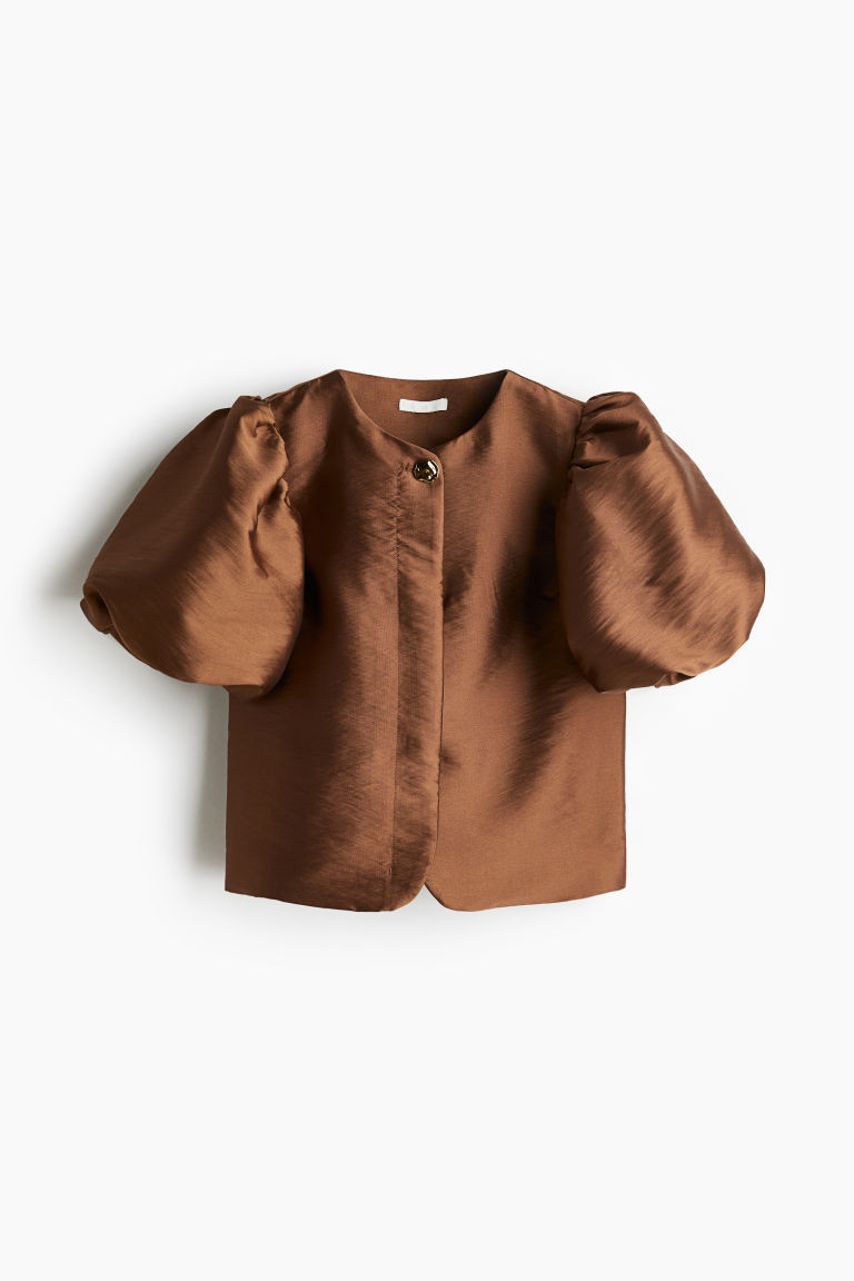 H & M - Balloon-Sleeved Blouse - Beige | H&M (US + CA)