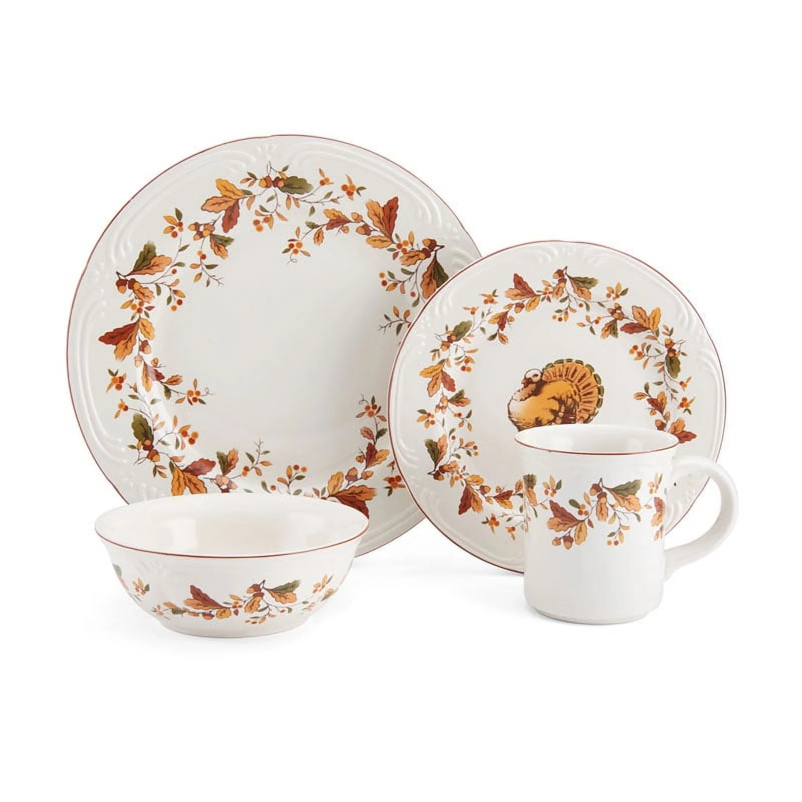 Pfaltzgraff Autumn Berry 16 Piece Stoneware Dinnerware Set White | Walmart (US)