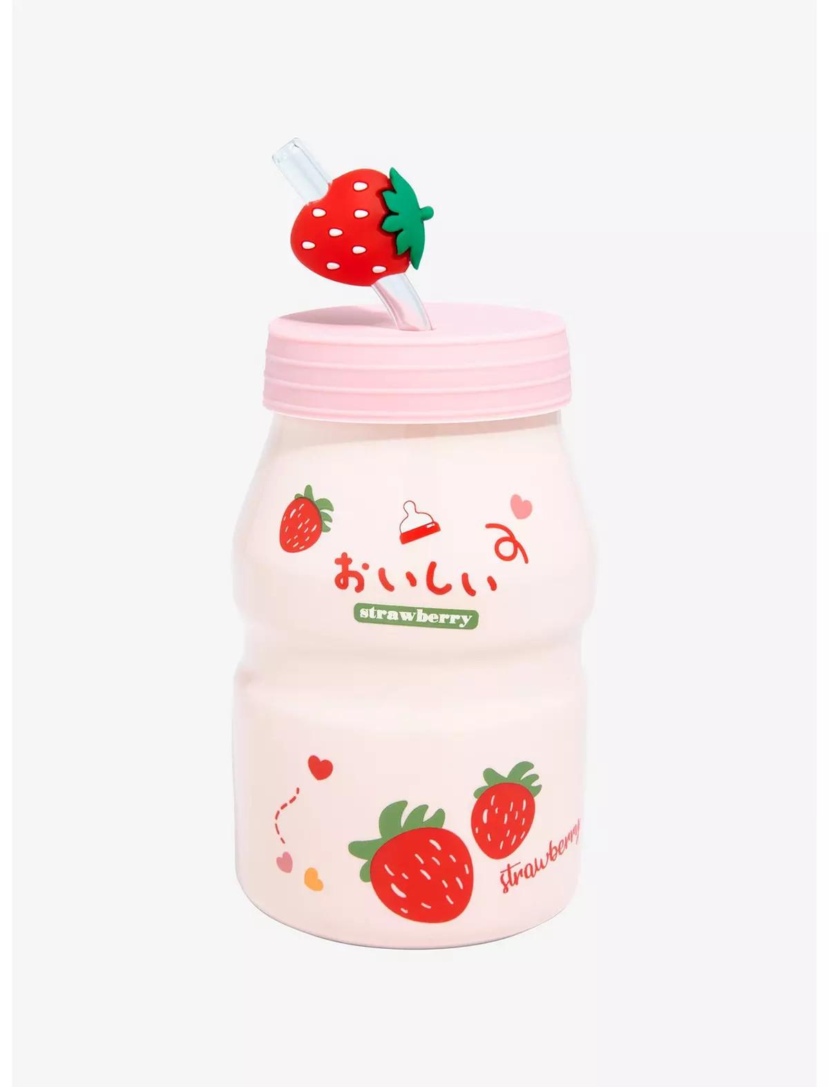 Strawberry Yogurt Drink Bottle With Straw | Hot Topic