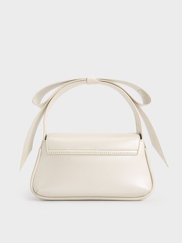 Leather Bow Top-Handle Bag
 - White | Charles & Keith UK