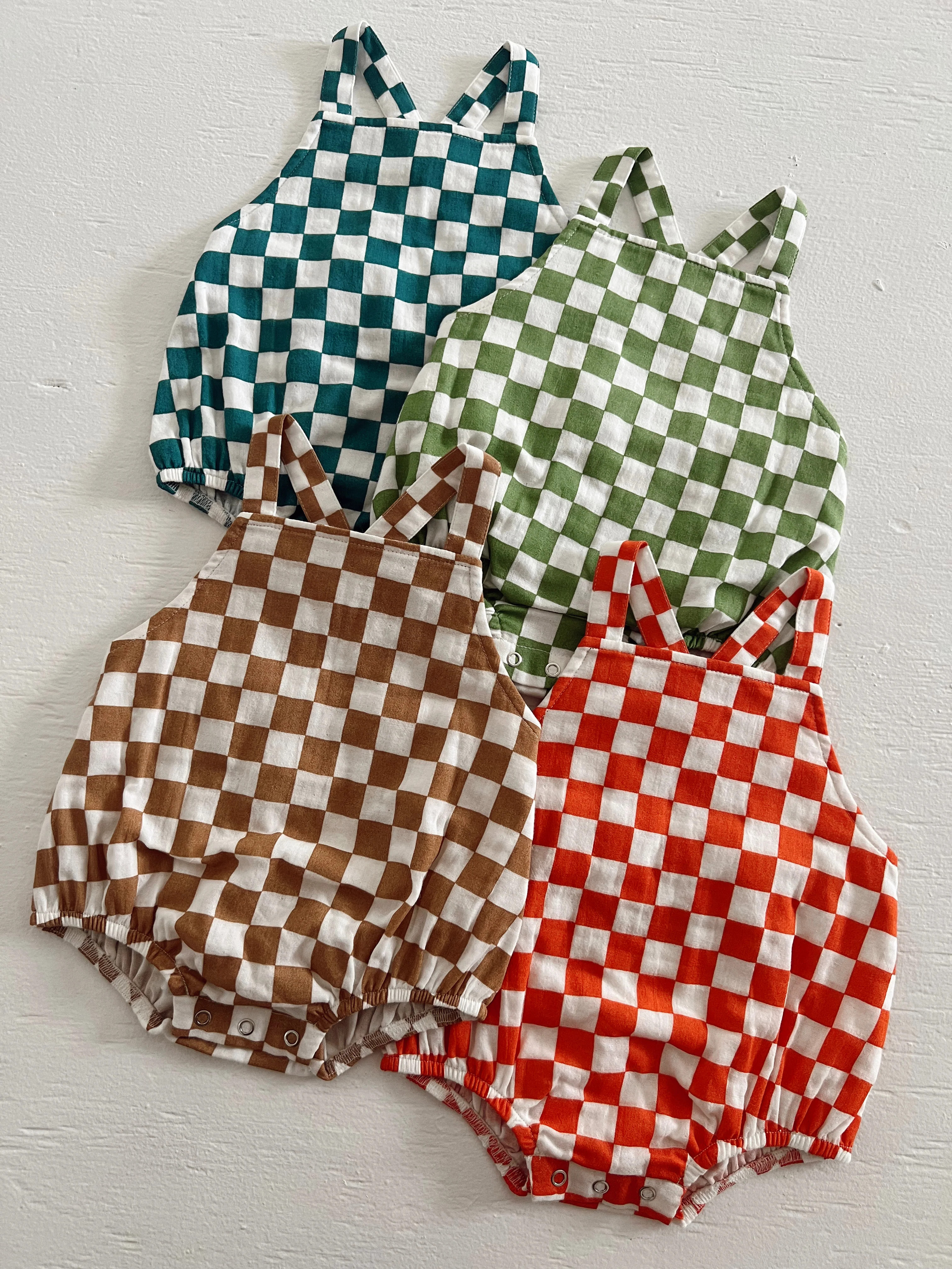 Pacific Checkerboard / Organic August Sunsuit | SpearmintLOVE