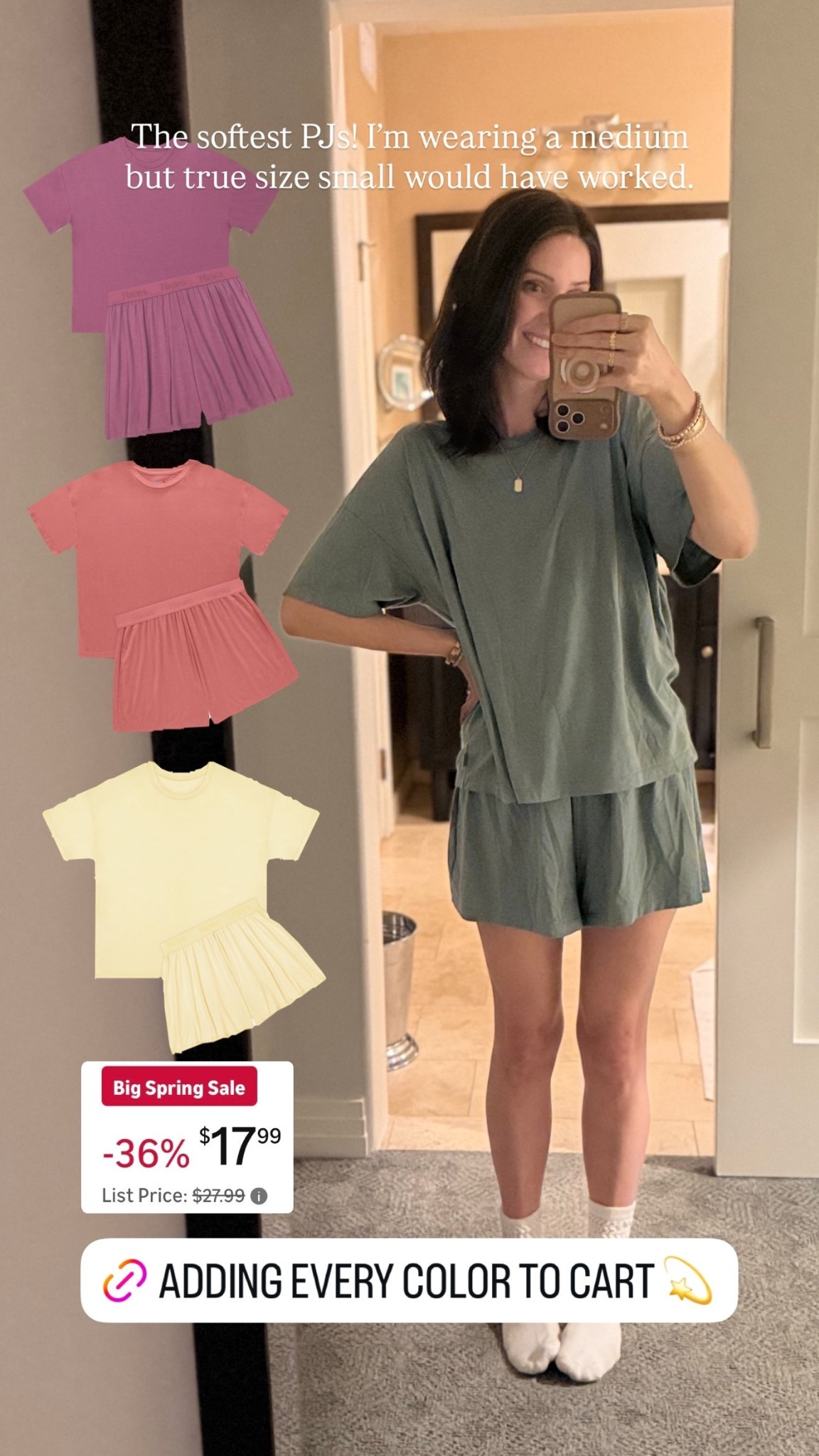 The softest PJs! I’m wearing a medium but true size small would have worked.