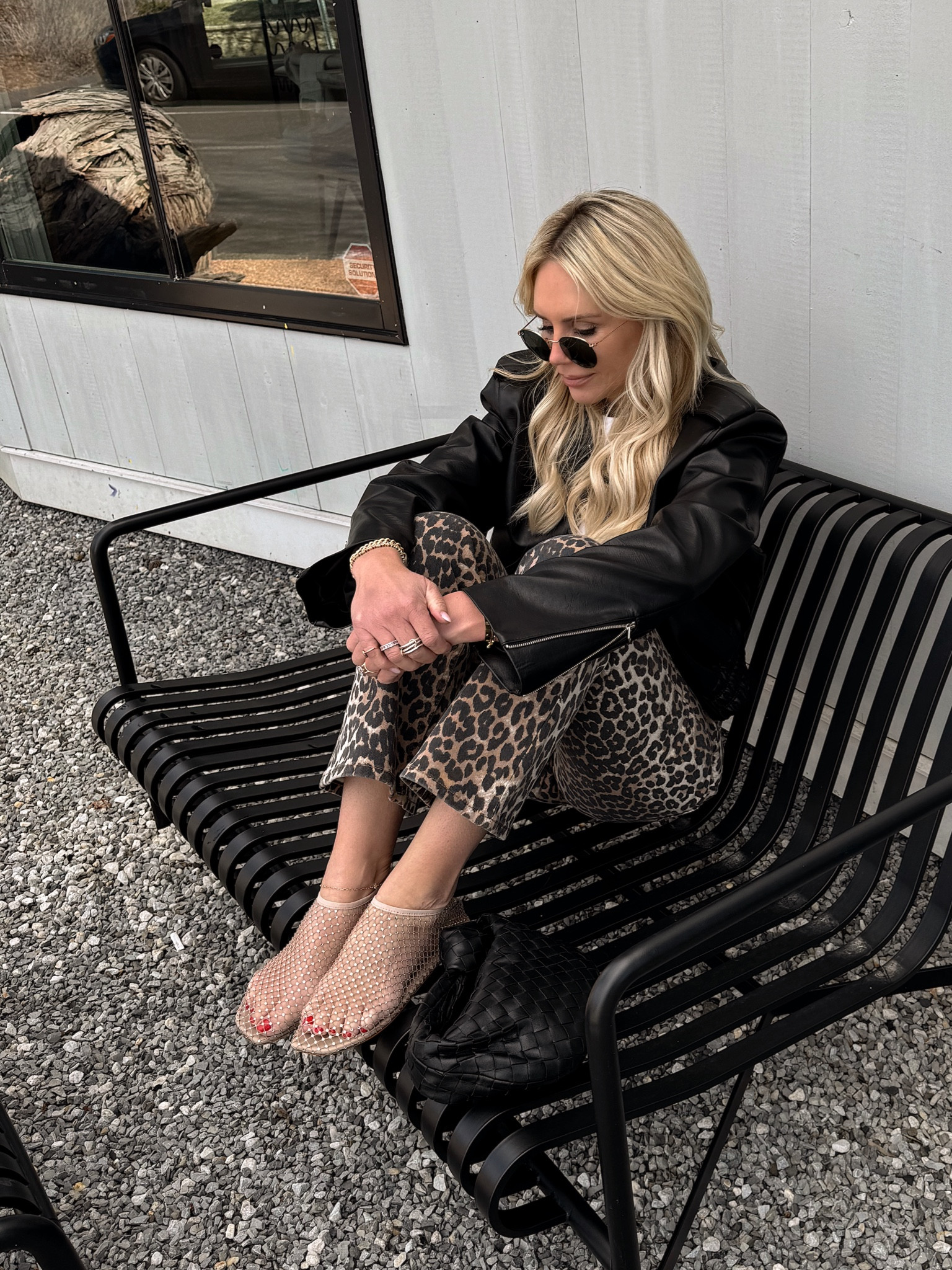 I have on Ganni jeans in 25 
Leopard print betzy by Ganni 