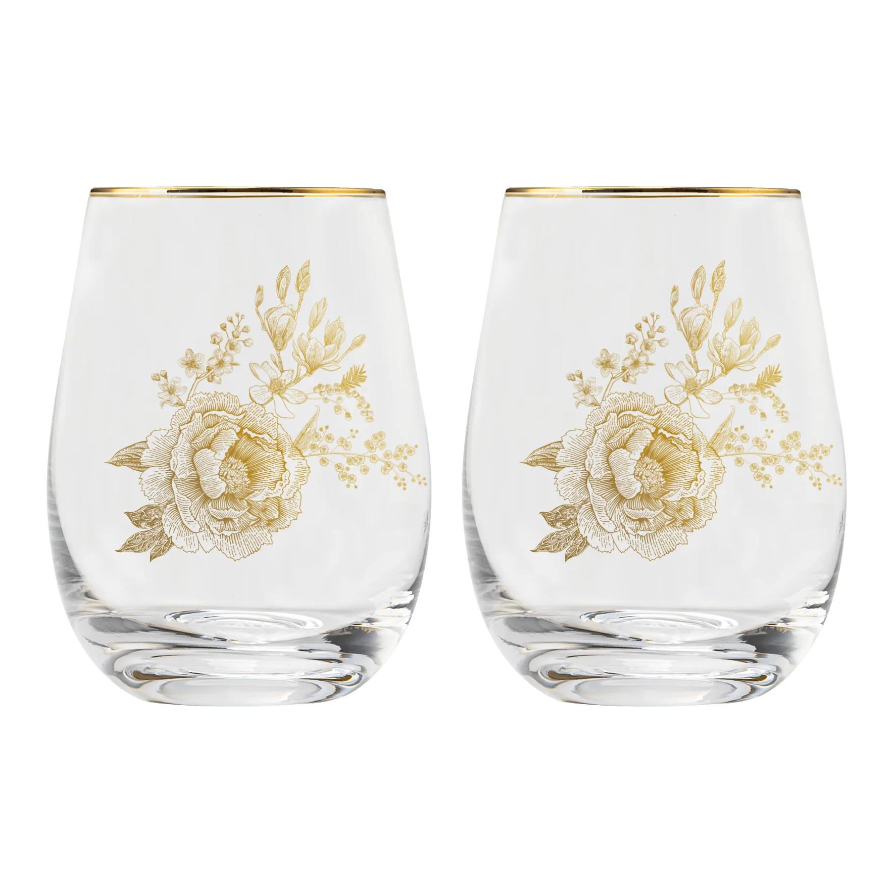 Delft Stemless Wine Glass - Boxed Set of 2 | Sweet Water Decor, LLC