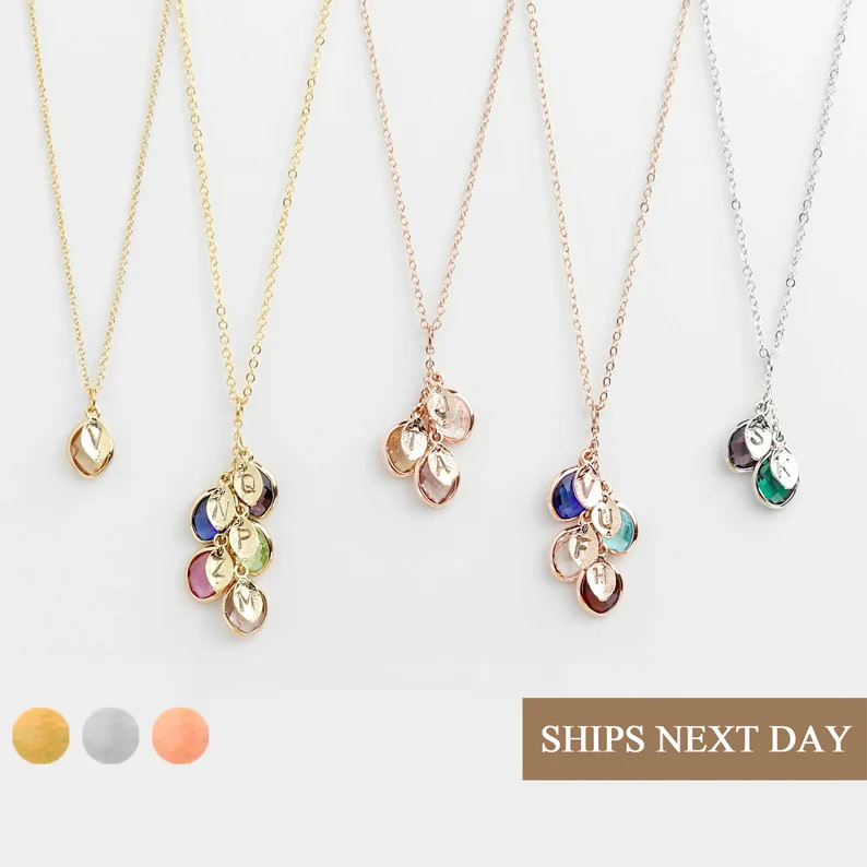 Birthstone Necklace Personalized Gifts for Mom Personalized Jewelry for Her Charm Necklace Grandm... | Etsy (US)