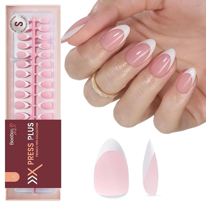 Beetles French Tips Press On Nails: 224 Pcs Pink French Tip Nails Short Almond Fake Nails, Soft G... | Amazon (US)