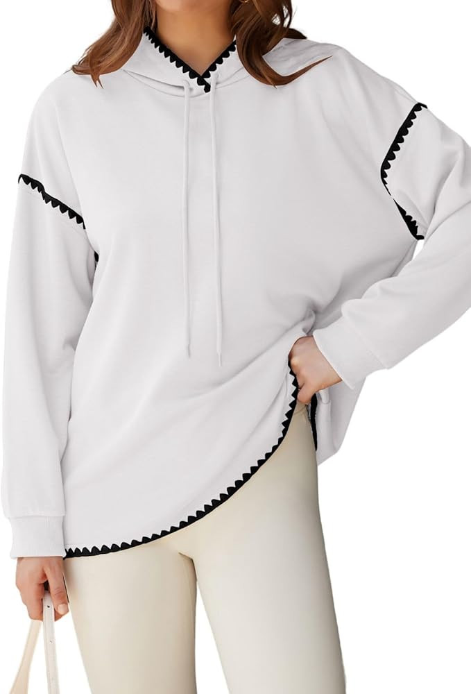 Theenkoln Womens Trendy Oversized Hoodie Long Sleeve Drop Shoulder Contrast Color Drawstring Swea... | Amazon (US)