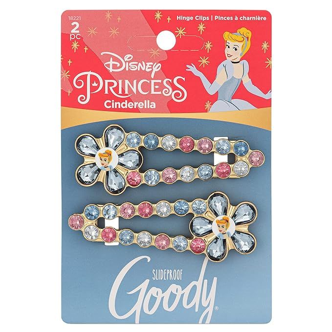 Goody Hinge Jewel Clip - Disney Princess, Cinderella - Slideproof Rhinestone Hair Accessories for... | Amazon (US)