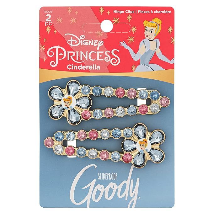 Goody Hinge Jewel Clip - Disney Princess, Cinderella - Slideproof Rhinestone Hair Accessories for... | Amazon (US)
