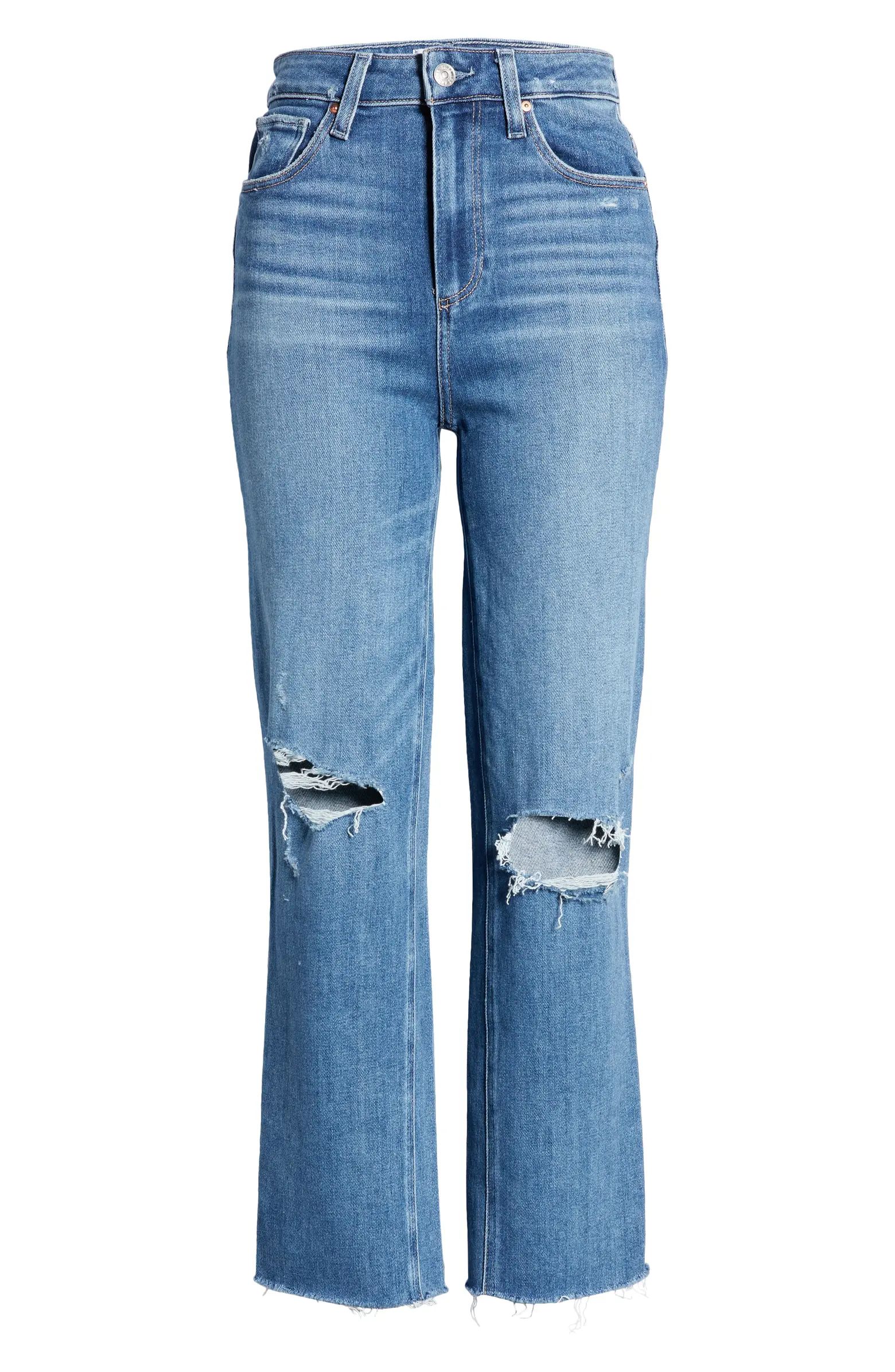 Stella Ripped High Waist Straight Leg Crop Jeans | Nordstrom