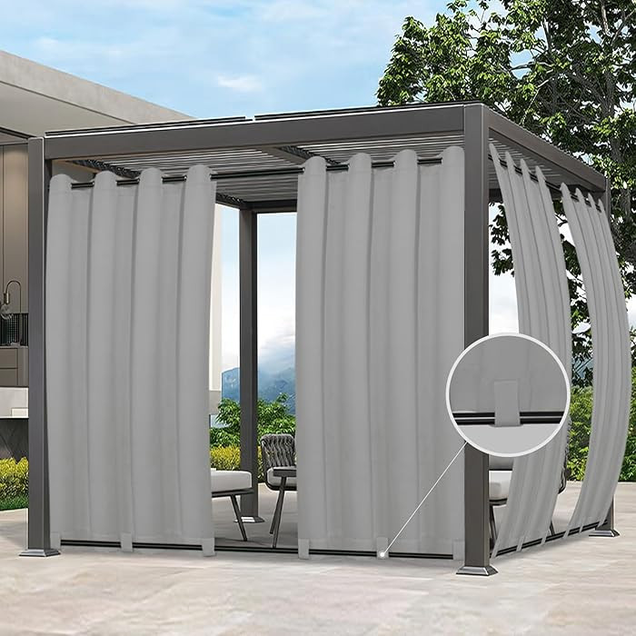 Easy-Going Outdoor Curtains Waterproof Windproof Weatherproof Curtain for Patio, Cabana, Porch, P... | Amazon (US)