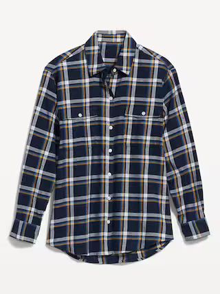 Long-Sleeve Plaid Utility Boyfriend Tunic Shirt for Women | Old Navy (US)