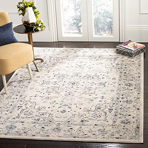 SAFAVIEH Charleston Collection Area Rug - 9' x 12', Ivory & Light Blue, Oriental Distressed Design, Non-Shedding & Easy Care, Ideal for High Traffic Areas in Living Room, Bedroom (CHL411M) | Amazon (US)