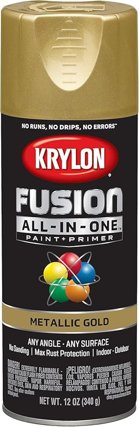 12 oz Krylon K02770007 Gold Fusion All-In-One Paint & Primer Spray Paint, Metallic | Amazon (US)
