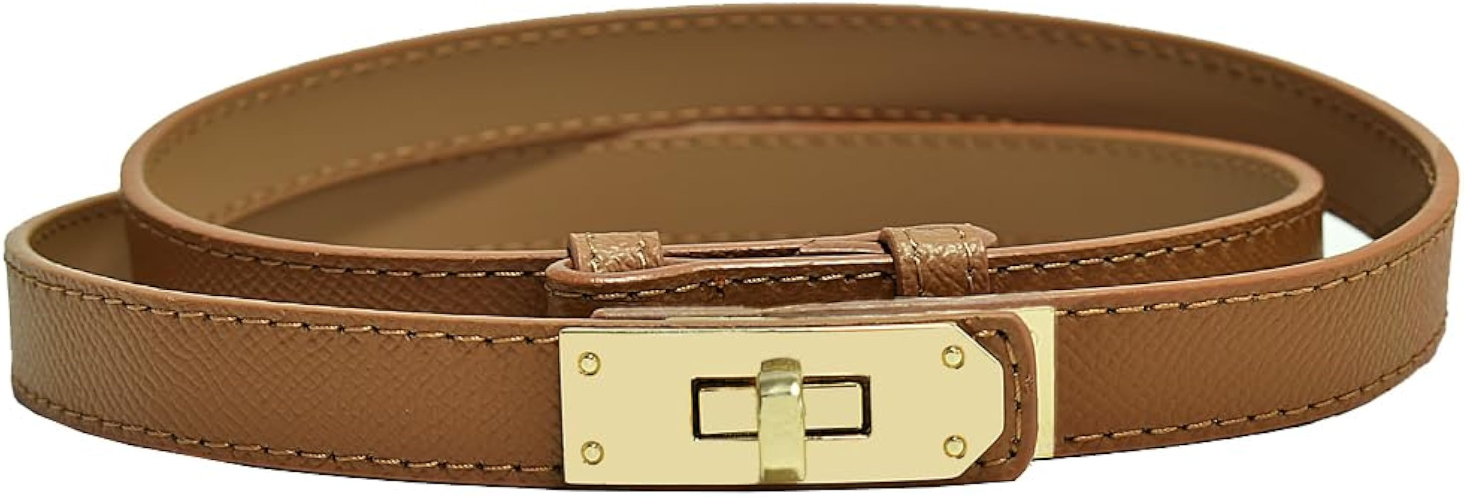 PACDE Western Thin Leather Women Skinny Adjustable Belt Slim Dresses Coat Turn Lock Ladies Waistb... | Amazon (UK)