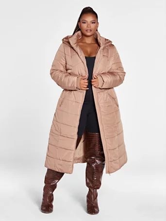 Roxanne Cinched Long Puffer Coat - Fashion To Figure | Fashion to Figure