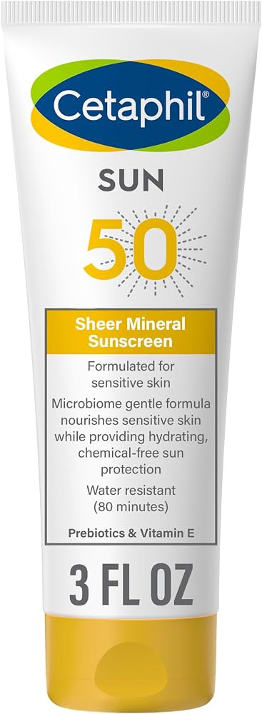 Cetaphil Sheer Mineral Sunscreen Lotion for Face & Body | 3 fl oz | 100% Mineral Sunscreen: Zinc ... | Amazon (US)