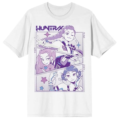 Kpop Demon Hunters Panel Art Huntrix Adult Crew Neck Short Sleeve T-Shirt | Amazon (US)