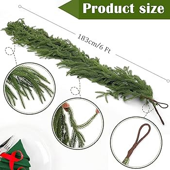 Cedar Garland, Artificial Norfolk Pine Garlands Christmas Decor, 6/9ft Real Touch Winter Pine Gar... | Amazon (UK)