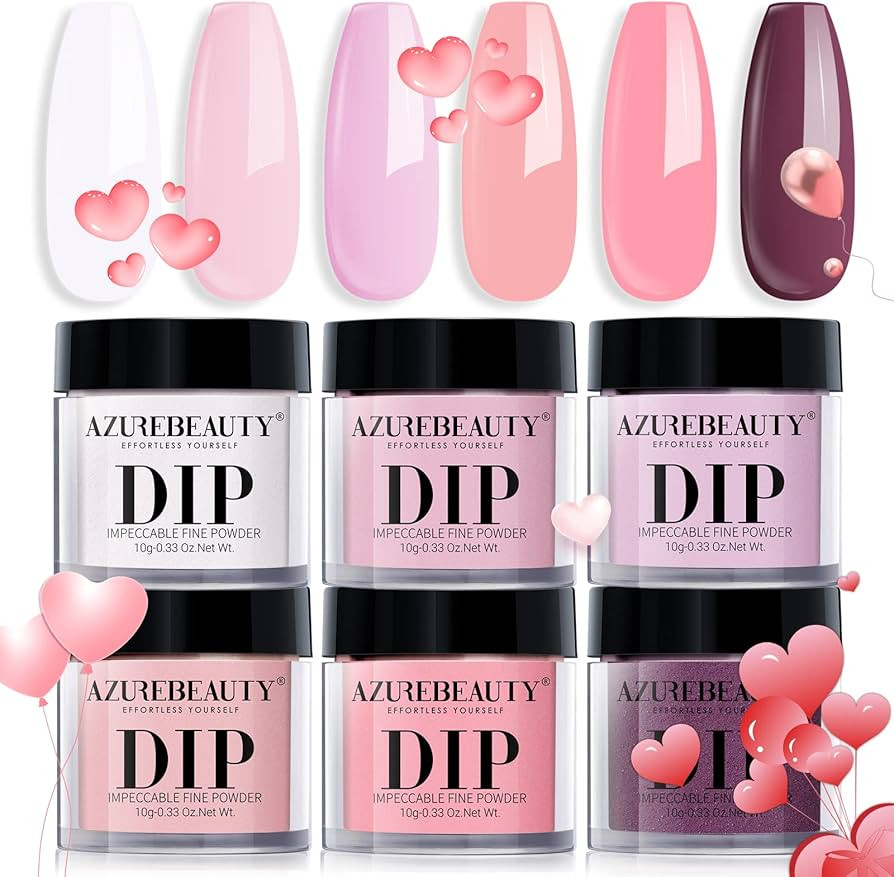 AZUREBEAUTY Dip Powder Nail Set, 6 Colors Classic Nude Pink Neutral Skin Pastel Dipping Powder St... | Amazon (US)