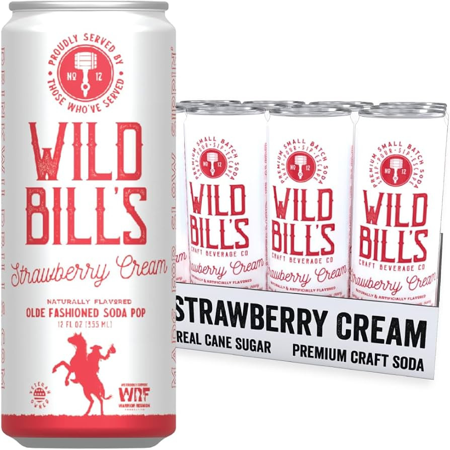 Wild Bill's Strawberry Cream Soda Classic Craft Soda Pop Soft Drinks, Sodas Made with Pure Cane S... | Amazon (US)