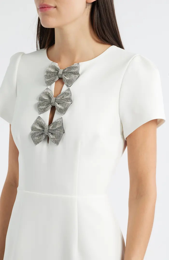 Rhinestone Bow Detail Satin Dress | Nordstrom