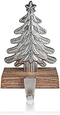 2022 New Christmas Stocking Holder with Retro Xmas Tree Non-Skid Glitter Silver Stocking Holders ... | Amazon (US)