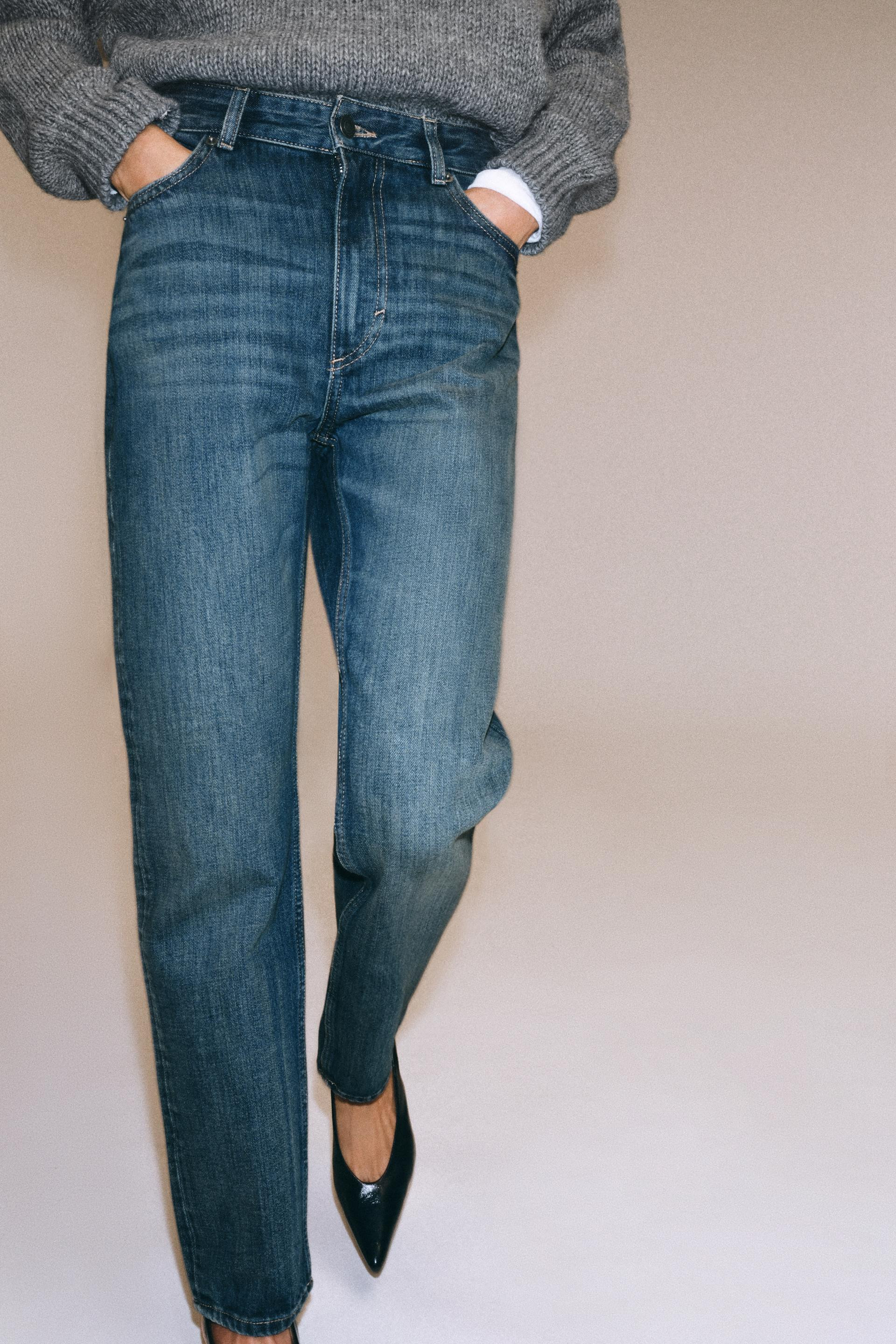 Zara - Zw Collection High-Rise Straight-Fit Jeans - Blue - 28 (Us 6) - Woman | Zara US