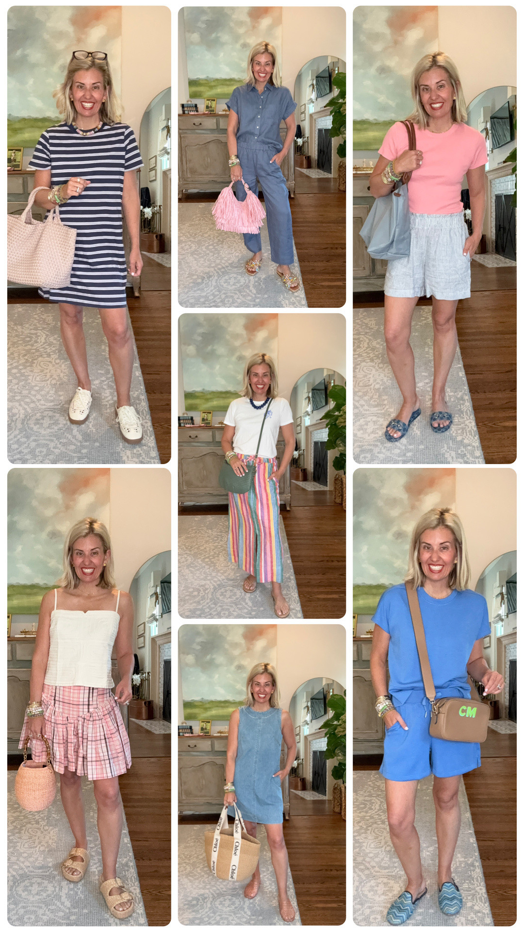 Everyday looks for a hot summer day!

Stripe dress-
Pants Set- xs top, s pant
Shorts look- s tee, s short
Skort- xs top, xxs skirt
Denim dress- s 
Stripe skirt- xs tee, 2 skirt
Blue set- xs top, s short 

#LTKdayinmylife #LTKSeasonal #LTKSaleAlert