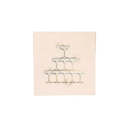 Champagne Tower Cocktail Napkins by Bonjour Fete | Small Cocktail Party Paper Napkins for NYE, Bridal & Wedding Showers I Premium 3-Ply Gold Foil, Eco-Friendly, Beverage Napkin | 5" Folded (20 Pack) | Amazon (US)