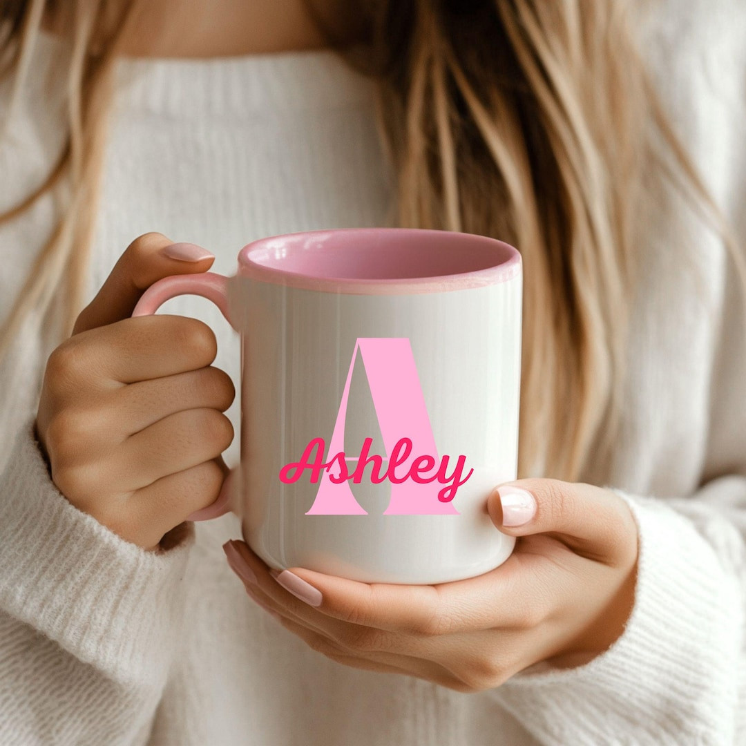 Monogram Mug Personalized Gift for Graduation Gift for Girl Pink Mug Gift for Her Custom Initial ... | Etsy (US)