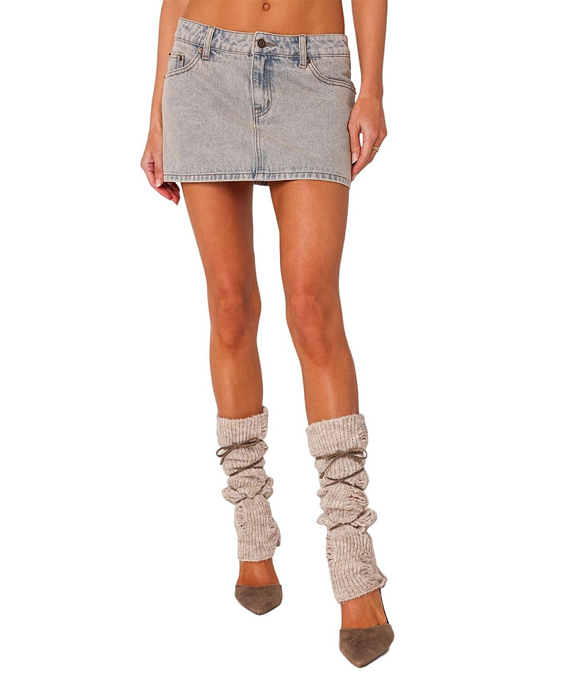 Edikted Vintage Like Washed Denim Mini Skirt | Bloomingdale's (US)
