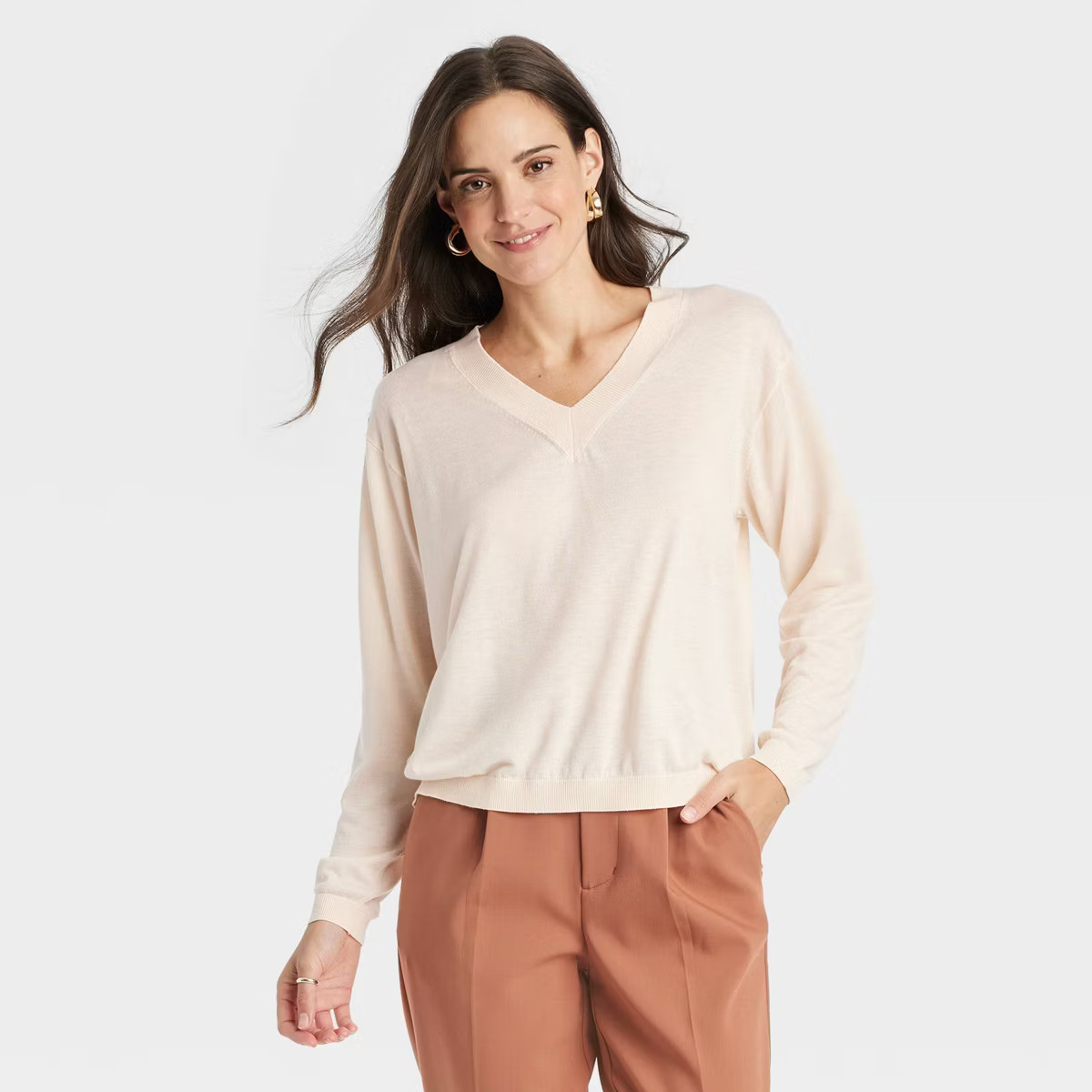 Women's Fine Gauge V-Neck Pullover Sweater - A New Day™ | Target