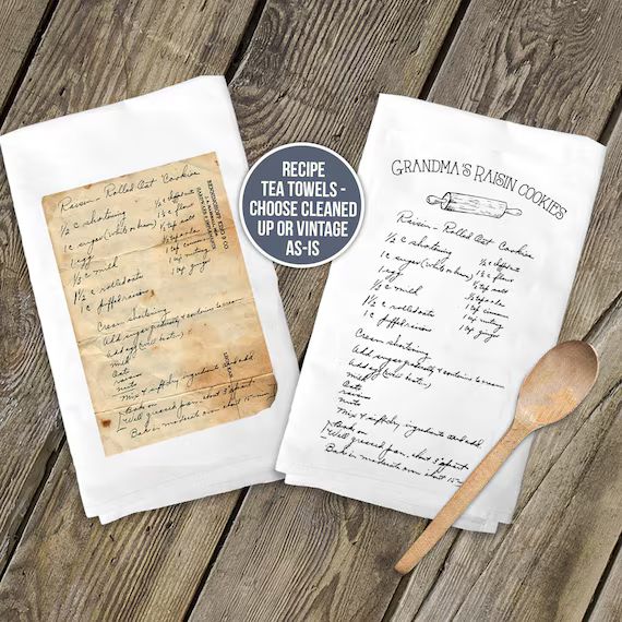 Handwritten recipe tea Towel  / Flour Sack - your favorite recipe in handwriting transferred to a... | Etsy (US)