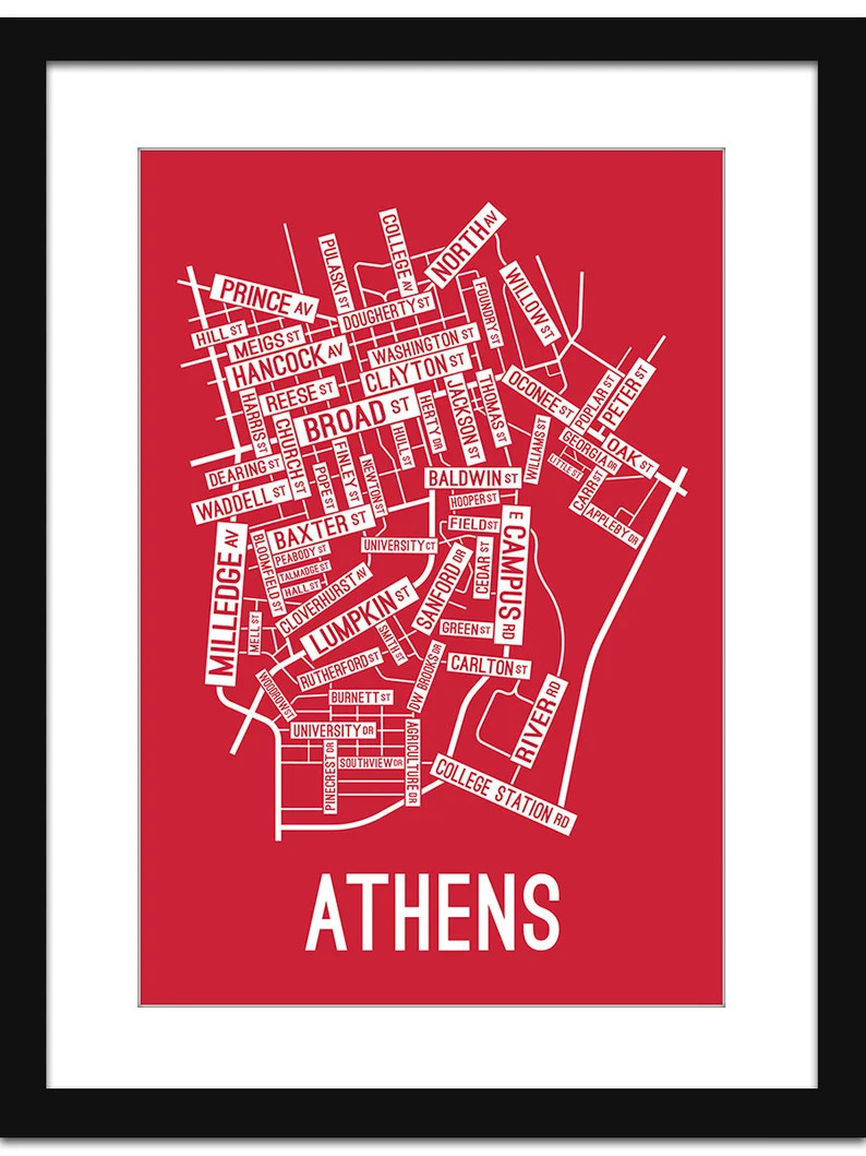 Athens Georgia Street Map Screen Print  New Home Decor - Etsy | Etsy (US)
