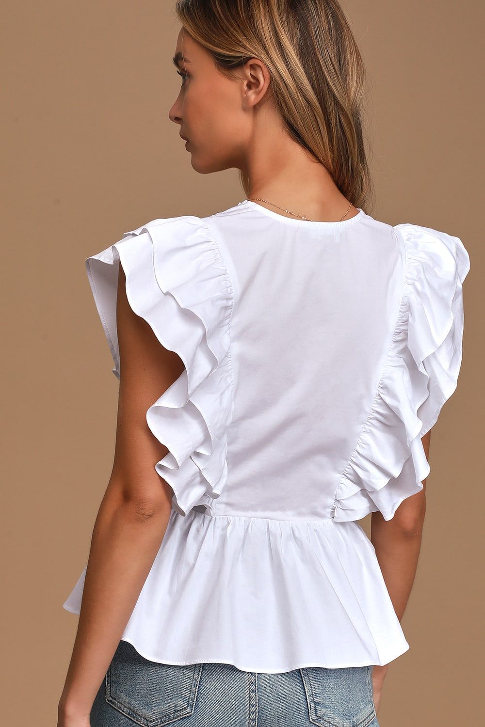 In A Ruffle White Ruffled Hook and Eye Top | Lulus (US)