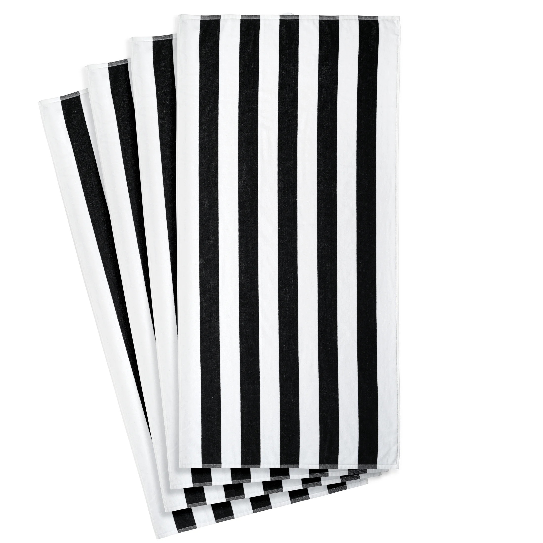 Mainstays 4 pack Cabana Black Stripe Beach Towel, 58 in x 28 in, Black | Walmart (US)