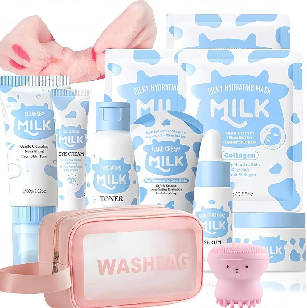 Milk Skincare Set for Kids & Teens, 12 IN 1 Moisturizing & Gentle Milk Skin Care Set For Kids Gir... | Amazon (US)