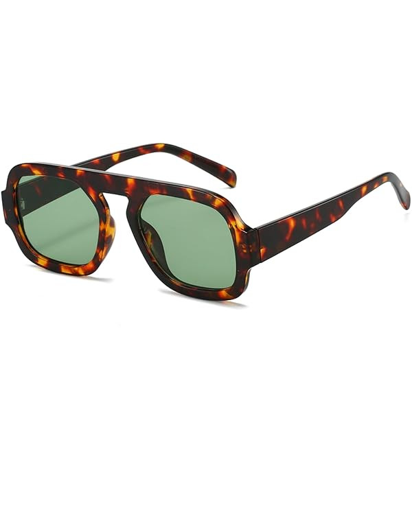 Retro 70s Square Aviator Sunglasses for Women Men Trendy Style Flat Frame Vintage Square Shades | Amazon (US)