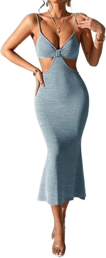 BRURS Women's Shirt Cut Out Waist Cami Dress Sundresses for Women | Amazon (UK)