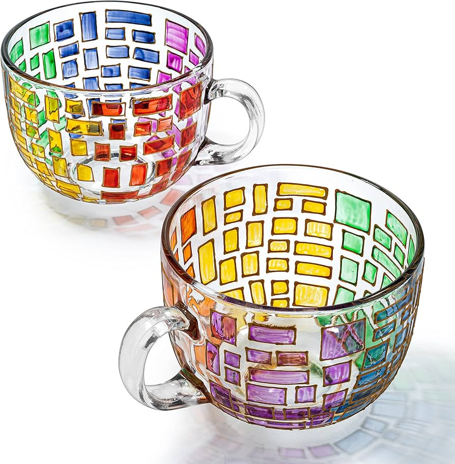 The Wine Savant Renaissance Stained Glass Windows Mugs, Artisanal Hand Painted Set of 2 - Gift Id... | Amazon (US)
