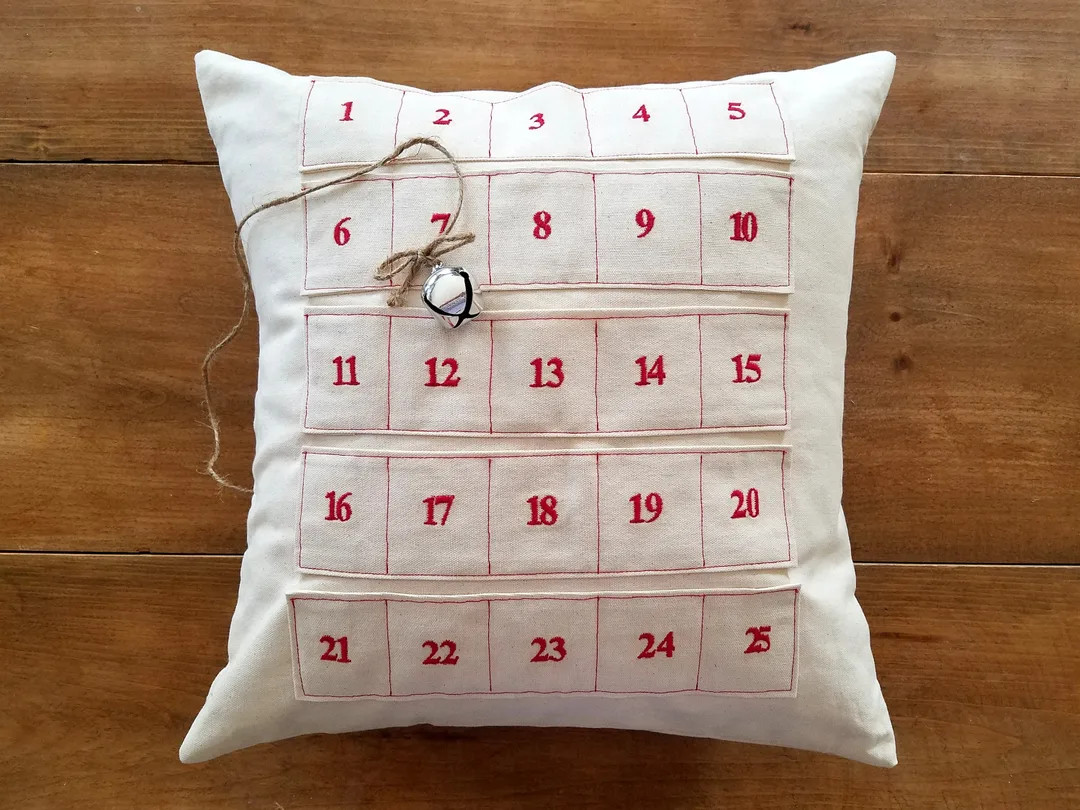 Advent Christmas Pillow / Embroidered Advent Calendar / - Etsy | Etsy (US)
