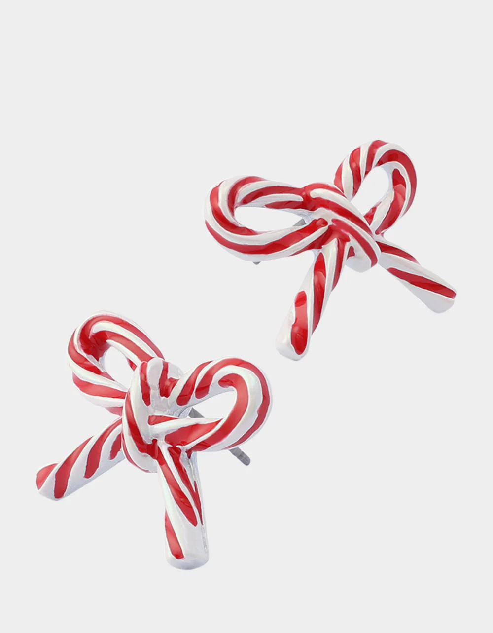 CANDY CANE BOW STUD EARRINGS RED Women's Christmas-Themed Candy Cane Bow Stud Earrings | Betsey Johnson