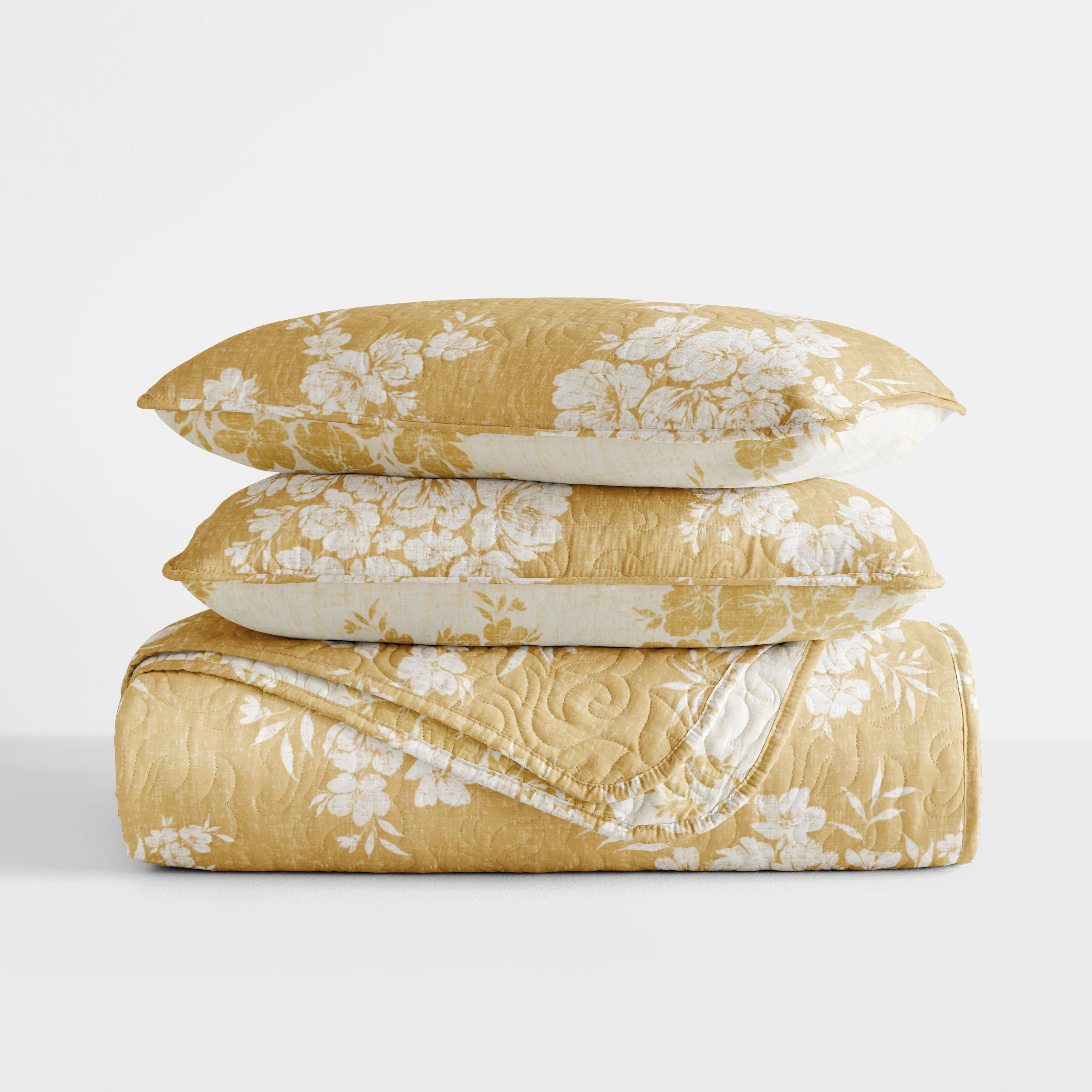 Quilt Set- Lightweight - All Season Quilted Coverlet - Distressed Bouquet | Wayfair North America
